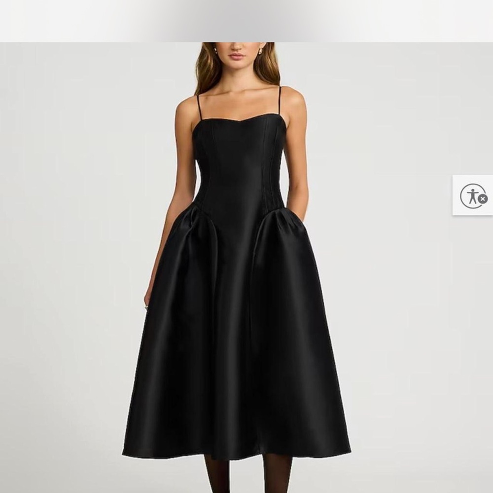 Express Black Satin Midi Dress